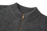Louis Vuitton Classic Inlaid Dark Pattern Half Zipper Polo Wool Sweater