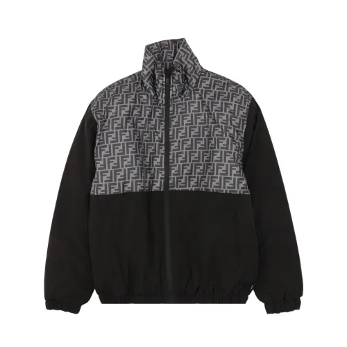 Fendi Classic Vintage FF Full Print Cotton Jacket Zipper Coat