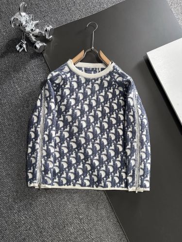 Dior Classic Full Towel Embroidery Jacquard Sweater Sleeve Zipper Round Neck Sweater
