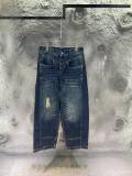 Louis Vuitton New Turquoise Decorative Jeans Unisex Retro Washed Punched Jeans