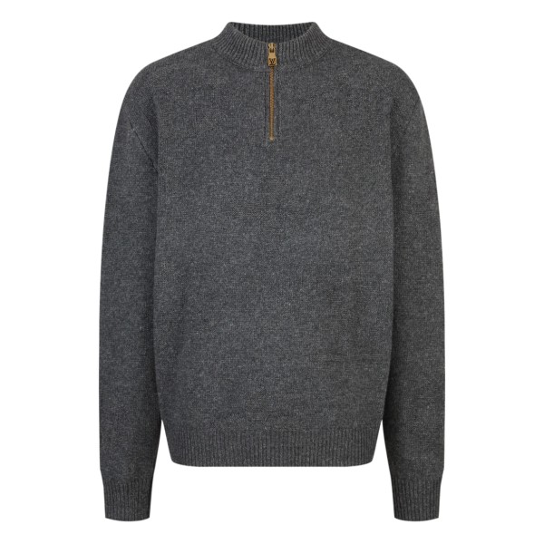 Louis Vuitton Classic Inlaid Dark Pattern Half Zipper Polo Wool Sweater