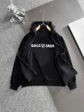 Balenciaga Classic Logo Printed Water Washed Zipper Hoodie Coat