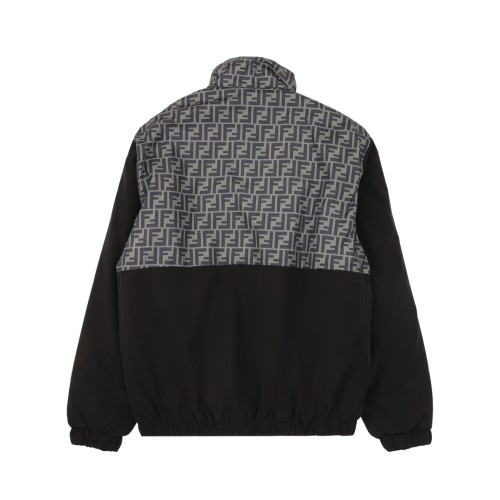 Fendi Classic Vintage FF Full Print Cotton Jacket Zipper Coat