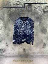 Louis Vuitton New Mosaic Checkered Gradient Denim Blue Knitted Sweater