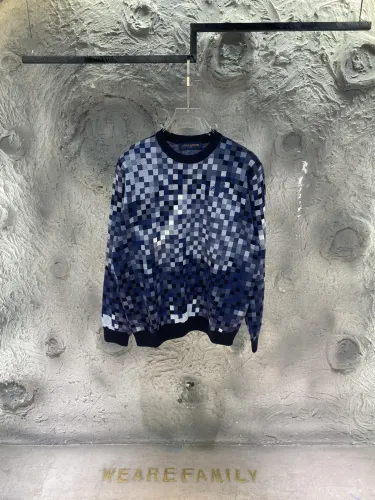 Louis Vuitton New Mosaic Checkered Gradient Denim Blue Knitted Sweater