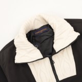 Louis Vuitton Fashion Knitted Twisted Flower Splicing High Collar Jacket Coat