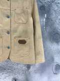 Louis Vuitton New Fashion Couple Turquoise Button Collarless Jacket Coat