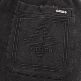 Louis Vuitton New Dark Pattern Logo Flat Knitted Cotton Drawstring Sports Casual Pants