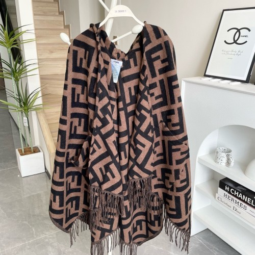 Fendi New Fashion Women's Hooded Cashmere Cape Shawl