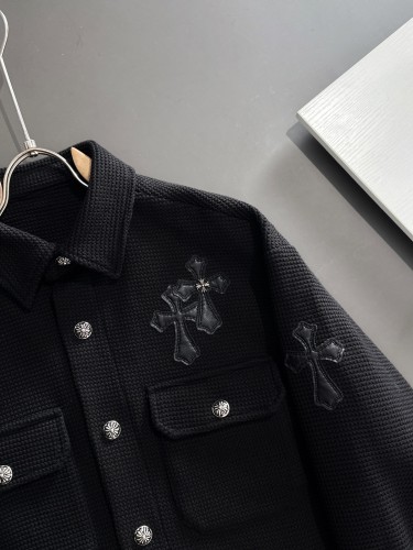 Chrome Hearts Fashion Leather Embroidered Cross Coat