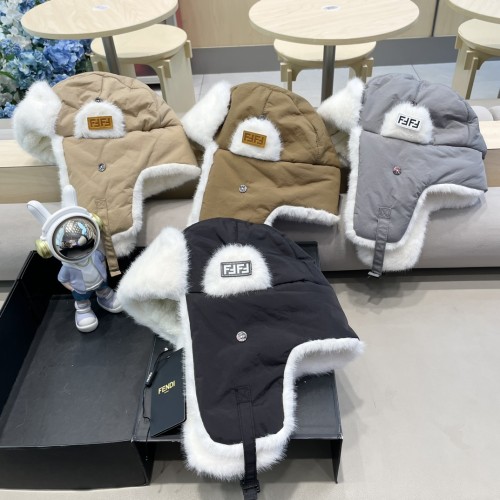 Fendi New Cold Cap Warm Ear Protection Ski Hat Couple's Plush Thick Lei Feng Hat