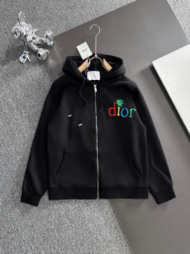 Dior New Fashion Towel Embroidered Logo Washed Zipper Hoodie Coat