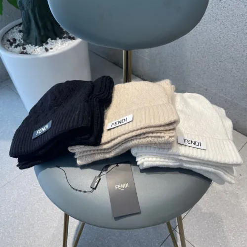Fendi New Versatile Casual Cashmere Knitted Hat and Scarf Set