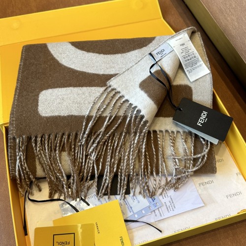 Fendi New Logo Jacquard Color Blocked Wool Scarf Size: 33 * 185 CM