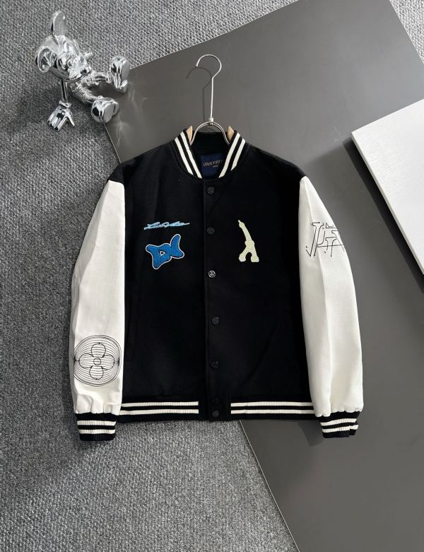 Louis Vuitton Unisex New Fashion Towel Embroidered Splicing Baseball Jacket