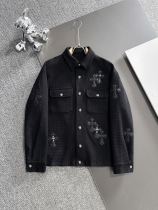 Chrome Hearts Fashion Leather Embroidered Cross Coat