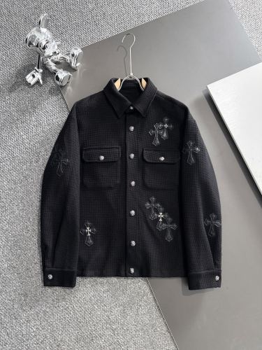 Chrome Hearts Fashion Leather Embroidered Cross Coat