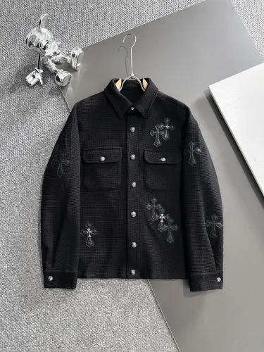 Chrome Hearts Fashion Leather Embroidered Cross Coat