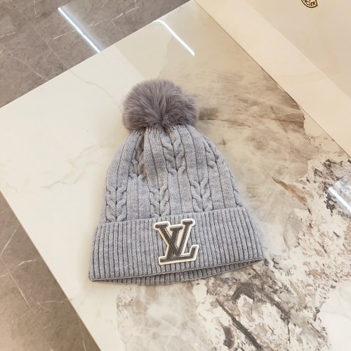 Louis Vuitton New Unisex Fried Dough Twists Pattern Knitted Wool Ball Wool Hat