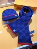 Louis Vuitton New Classic Couple Thick Checkered Cashmere Scarf Hat Set Size: 30 * 180 CM