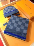 Louis Vuitton New Classic Couple Thick Checkered Cashmere Scarf Hat Set Size: 30 * 180 CM