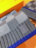 Louis Vuitton New Classic Couple Thick Checkered Cashmere Scarf Hat Set Size: 30 * 180 CM
