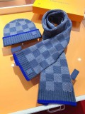 Louis Vuitton New Classic Couple Thick Checkered Cashmere Scarf Hat Set Size: 30 * 180 CM