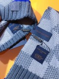 Louis Vuitton New Classic Couple Thick Checkered Cashmere Scarf Hat Set Size: 30 * 180 CM