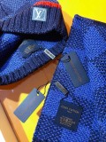 Louis Vuitton New Classic Couple Thick Checkered Cashmere Scarf Hat Set Size: 30 * 180 CM