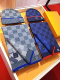 Louis Vuitton New Classic Couple Thick Checkered Cashmere Scarf Hat Set Size: 30 * 180 CM