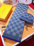 Louis Vuitton New Classic Couple Thick Checkered Cashmere Scarf Hat Set Size: 30 * 180 CM