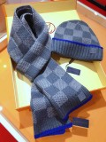 Louis Vuitton New Classic Couple Thick Checkered Cashmere Scarf Hat Set Size: 30 * 180 CM