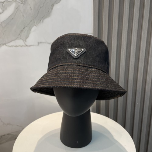 Prada New Triangle Logo Washed Cowboy Casual Fisherman's Hat