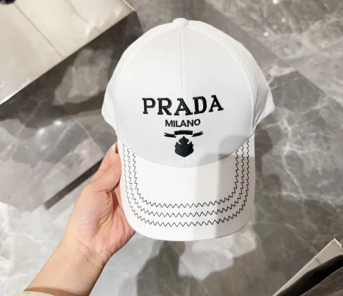 Prada New Classic Embroidered Logo Versatile Casual Baseball Hat