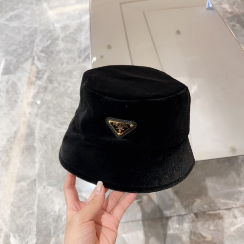 Prada Fashion Classic Metal Triangle Logo Fisherman's Hat