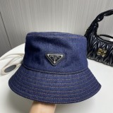 Prada New Triangle Logo Washed Cowboy Casual Fisherman's Hat