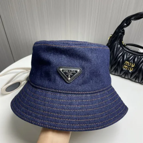 Prada New Triangle Logo Washed Cowboy Casual Fisherman's Hat