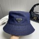 Prada New Triangle Logo Washed Cowboy Casual Fisherman's Hat