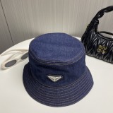 Prada New Triangle Logo Washed Cowboy Casual Fisherman's Hat