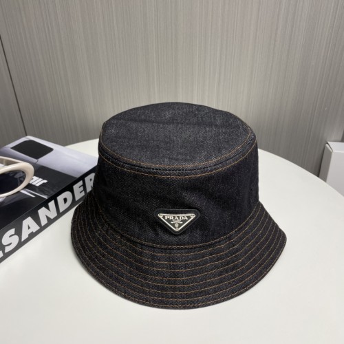 Prada New Triangle Logo Washed Cowboy Casual Fisherman's Hat