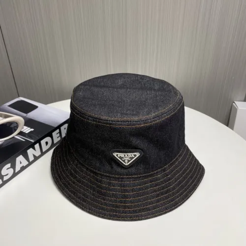Prada New Triangle Logo Washed Cowboy Casual Fisherman's Hat