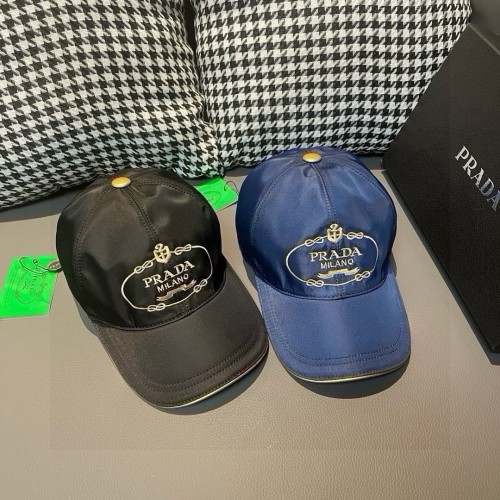 Prada Fashion Classic Gold Embroidered Logo Baseball Cap 56 CM
