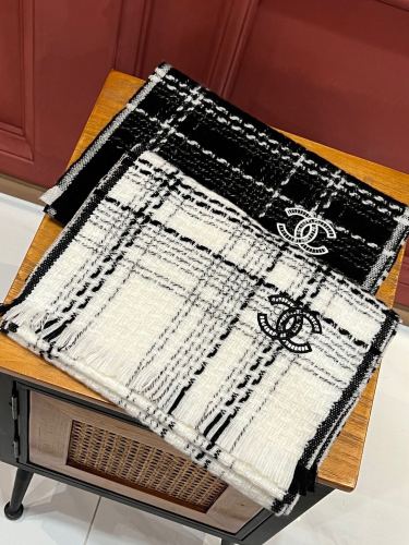 Chanel Fashion Versatile Checkered Cashmere Scarf 30 * 180 CM