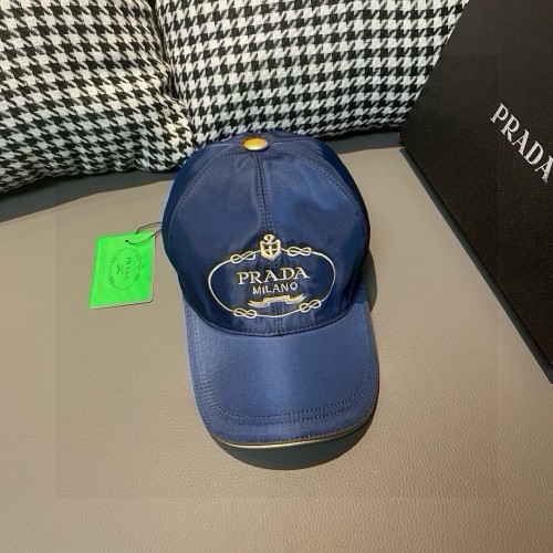Prada Fashion Classic Gold Embroidered Logo Baseball Cap 56 CM