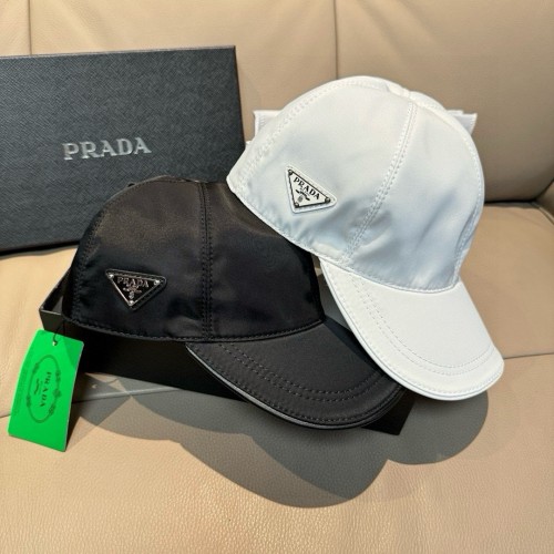 Prada Fashion Classic Inverted Triangle Metal Logo Baseball Hat 56 CM