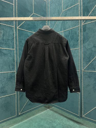 Dior New Unisex Classic Embroidered Logo Two Sided Denim Shirt Coat