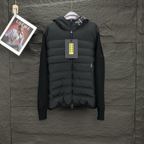Moncler New Knitted Splicing Letter Logo Couple's Hooded Down Jacket