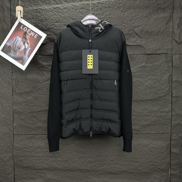 Moncler New Knitted Splicing Letter Logo Couple's Hooded Down Jacket