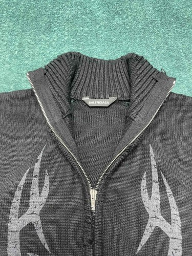 Balenciaga New Unisex Retro Wreck High Collar Zipper Long Sleeve Knitted Shirt