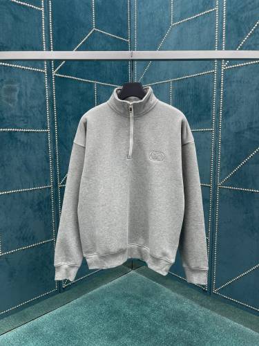 Dior New Unisex Embroidered Logo Half Zipper Casual Hoodie